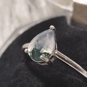 Silver Moss Agate Ring
